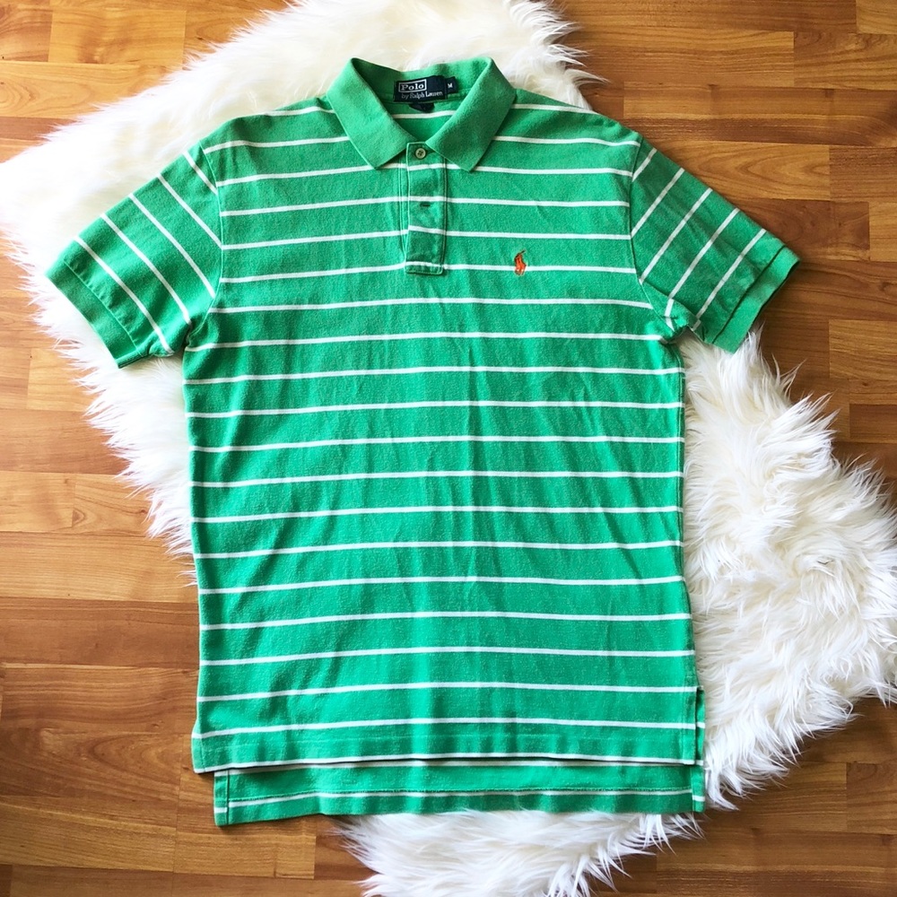 EUC Green Striped Polo Shirt